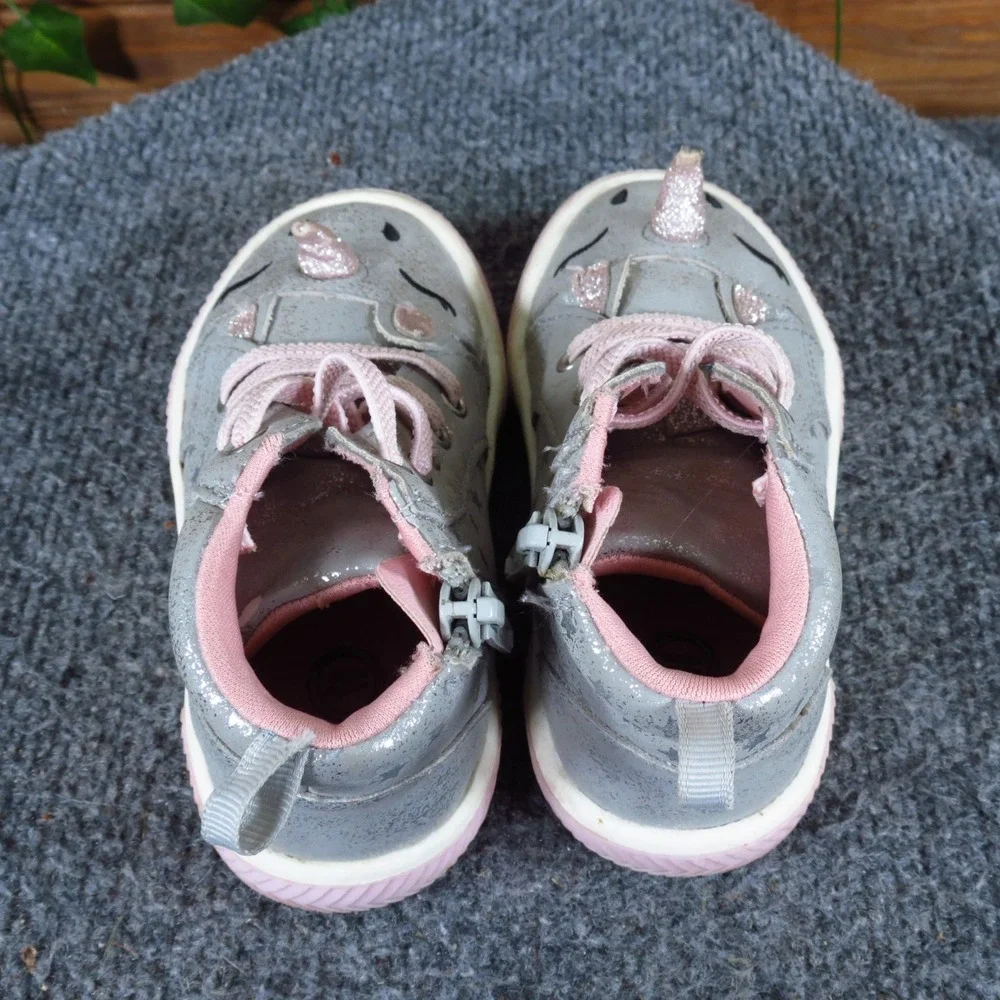Wonder Nation Toddler Girl Size 7‎ Gray Pink Synthetic Unicorn High Top Sneakers